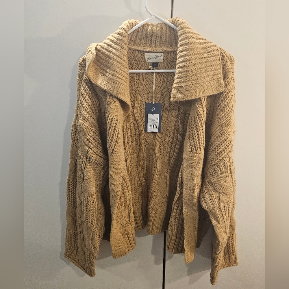 Universal Thread Tan Cardigan with Cable Knit Design